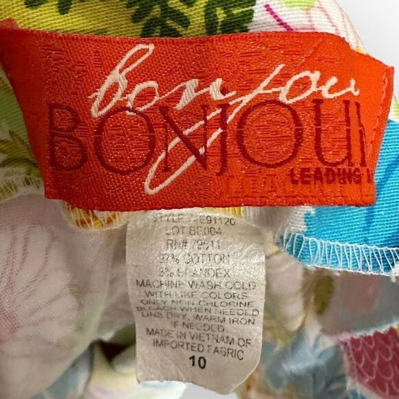 Bon Jour Bon Jour Pink blue, white, yellow Capri Size 10 - Picture 6 of 7